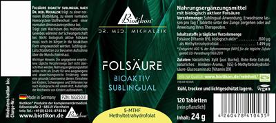 Vitamín B9 - Bioaktívna kyselina listová, sublingual