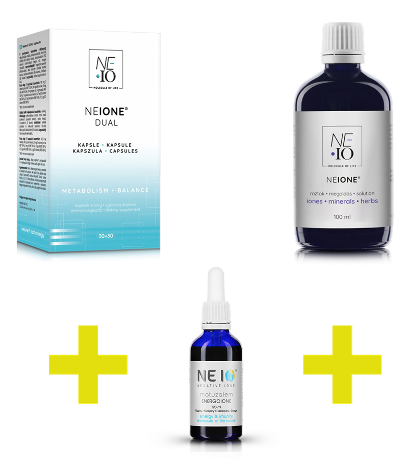 NEIO Kapsuly Dual 30 + 30, NEIO Roztok Neione 100 ml a NEIO Kvapky Energoione 50 ml